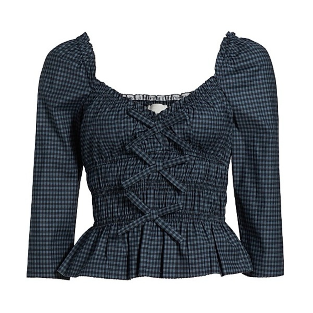 Reformation Lauryn Gingham Top Blue S